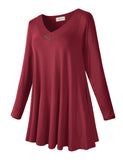 Women's Plus Size Tunic Long Sleeve V Neck Blouses Basic Shirt-LARACE 8055.