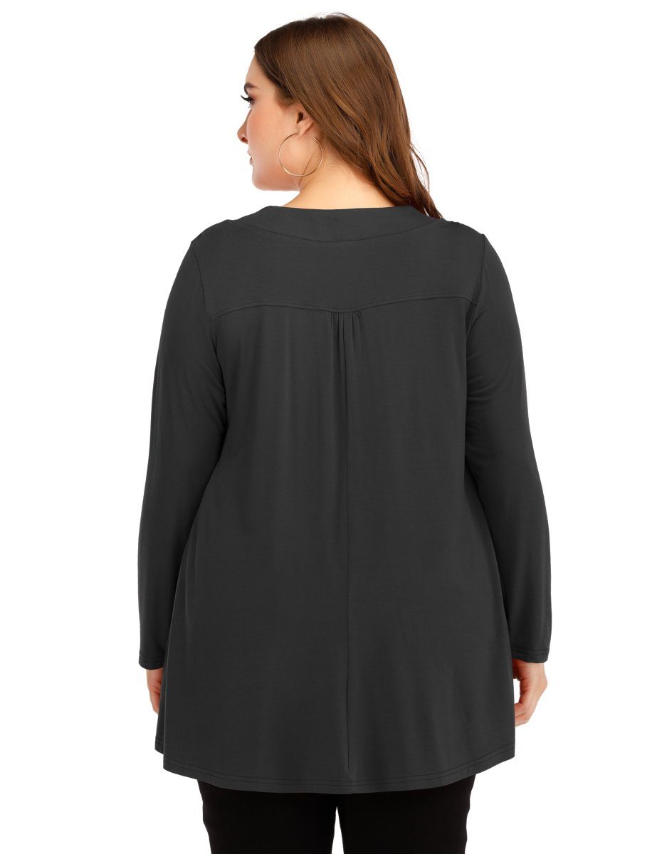 Women's Plus Size Tunic Long Sleeve V Neck Blouses Basic Shirt-LARACE 8055.
