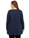 Women's Plus Size Tunic Long Sleeve V Neck Blouses Basic Shirt-LARACE 8055.