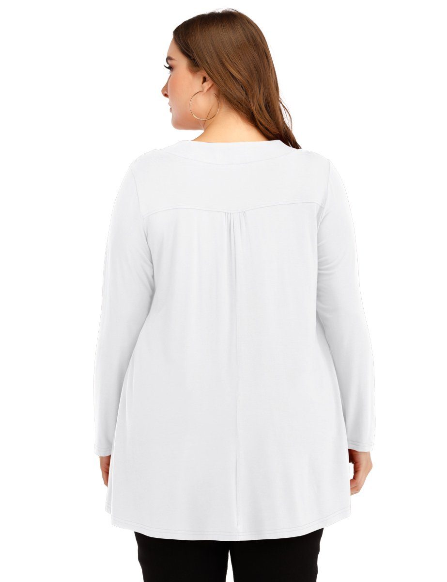 Women's Plus Size Tunic Long Sleeve V Neck Blouses Basic Shirt-LARACE 8055.