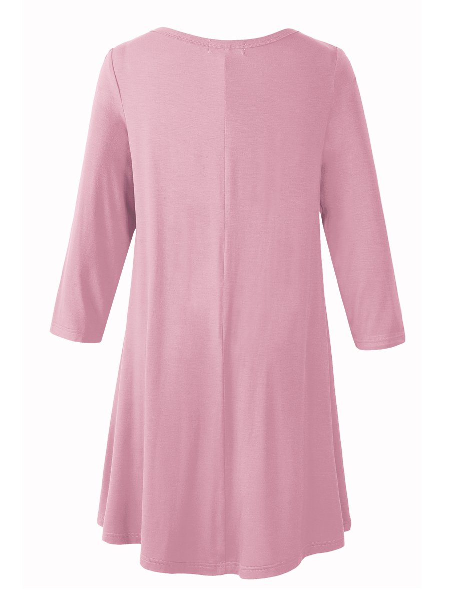 Women's Plus Size 3/4 Sleeve Loose Fit Flare Swing Tunic Basic T Shirt-LARACE 8052.