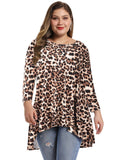 Women's Plus Size Tops floral printed 3/4 Sleeve Loose Fit Flare Swing Tunic -LARACE 8052.