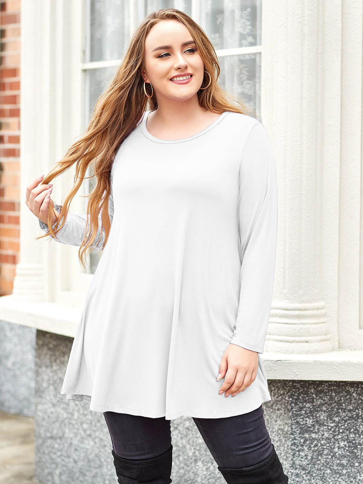 LARACE Plus Size Tunic Tops for Women Sleeve Swing Loose Fi