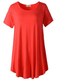 Crew Neck Short Sleeves Flare Tunic Blouse - LARACE 8031.