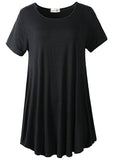 Crew Neck Short Sleeves Flare Tunic Blouse - LARACE 8031.