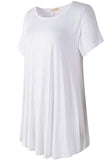 Crew Neck Short Sleeves Flare Tunic Blouse - LARACE 8031.