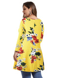 Women's Plus Size Tops floral printed 3/4 Sleeve Loose Fit Flare Swing Tunic -LARACE 8052.