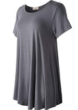 Crew Neck Short Sleeves Flare Tunic Blouse - LARACE 8031.