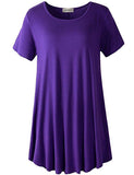 Crew Neck Short Sleeves Flare Tunic Blouse - LARACE 8031.