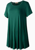 Crew Neck Short Sleeves Flare Tunic Blouse - LARACE 8031.