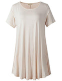 Crew Neck Short Sleeves Flare Tunic Blouse - LARACE 8031.