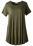 Crew Neck Short Sleeves Flare Tunic Blouse - LARACE 8031.