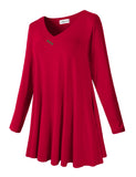 Women's Plus Size Tunic Long Sleeve V Neck Blouses Basic Shirt-LARACE 8055.