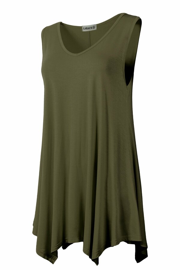 Women V-Neck Tank Top Tunic for Leggings - LARACE 8037.