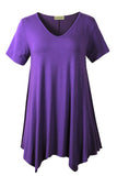 Casual T Shirt V-Neck Solid Color Tops for Leggings-LARACE 8036.