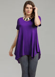 Casual T Shirt V-Neck Solid Color Tops for Leggings-LARACE 8036.