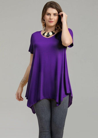 Casual T Shirt V-Neck Solid Color Tops for Leggings-LARACE 8036.