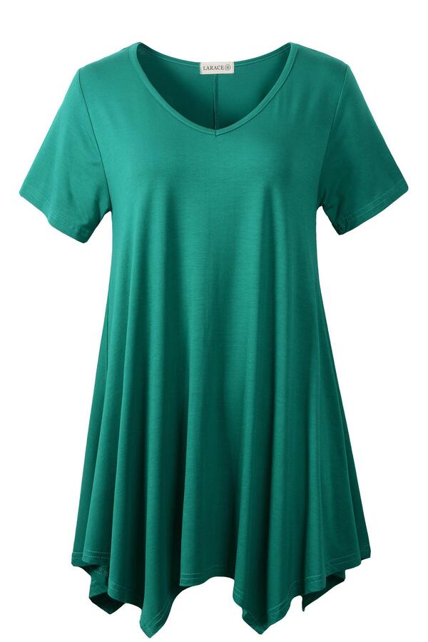 Casual T Shirt V-Neck Solid Color Tops for Leggings-LARACE 8036.