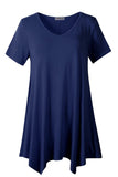 Casual T Shirt V-Neck Solid Color Tops for Leggings-LARACE 8036.