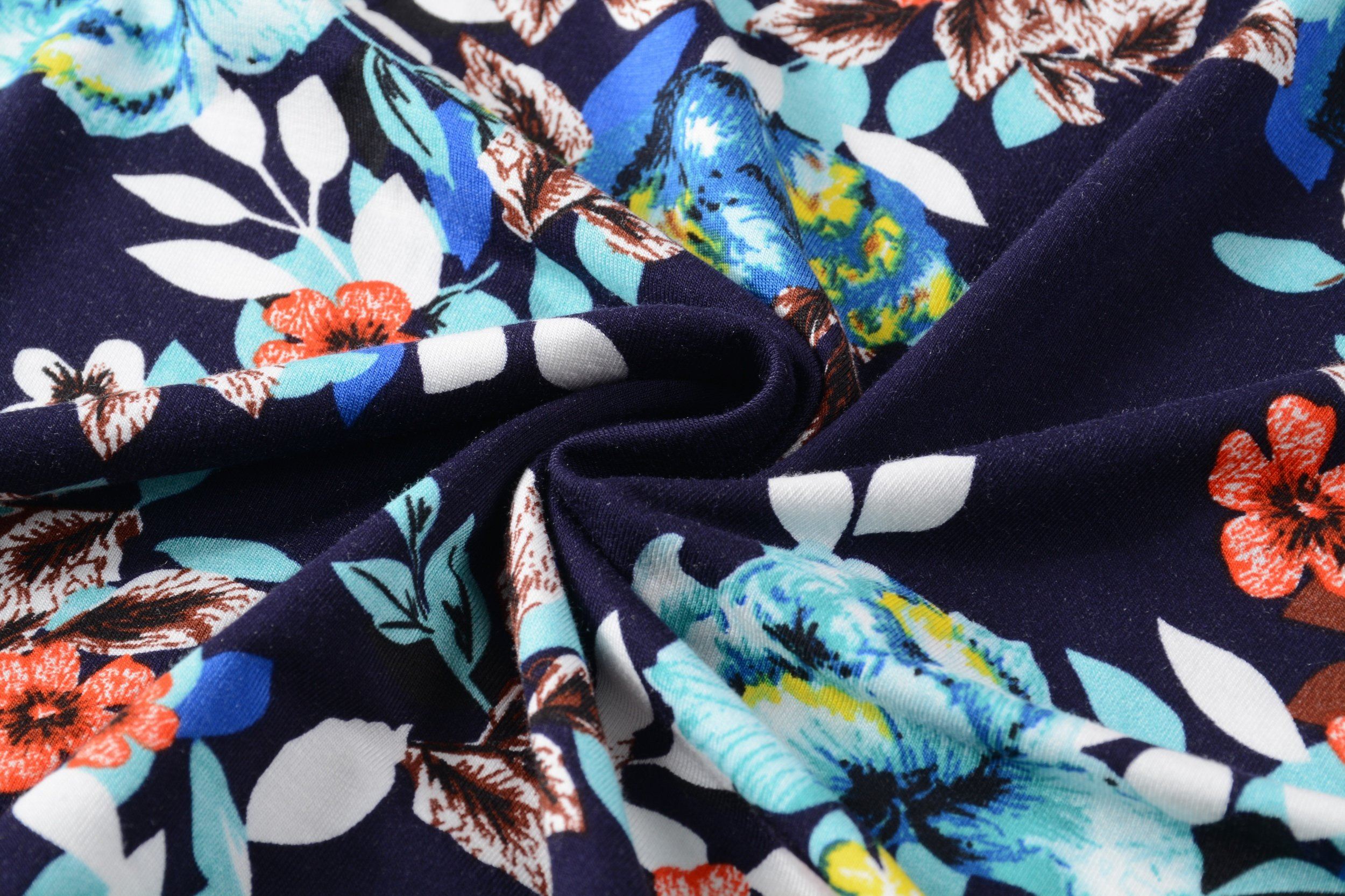 Women's Plus Size Tops floral printed 3/4 Sleeve Loose Fit Flare Swing Tunic -LARACE 8052.