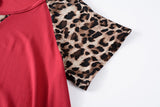 LARACE Plus Size Tunic Leopard Tops for Women Contrast Color Short Sleeve Summer T-Shirt-8065.