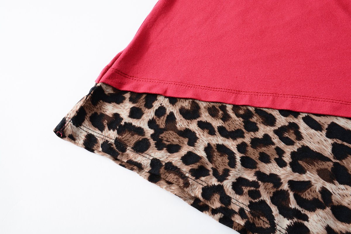 LARACE Plus Size Tunic Leopard Tops for Women Contrast Color Short Sleeve Summer T-Shirt-8065.