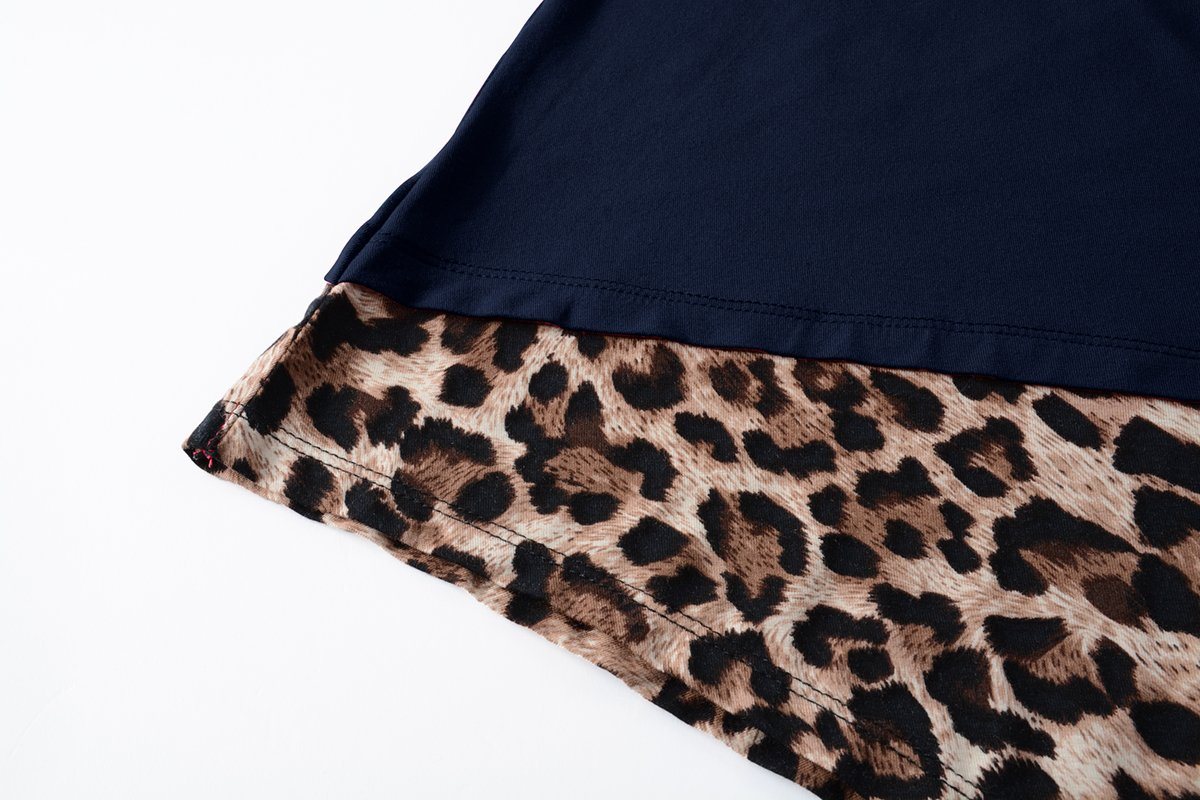 LARACE Plus Size Tunic Leopard Tops for Women Contrast Color Short Sleeve Summer T-Shirt-8065.