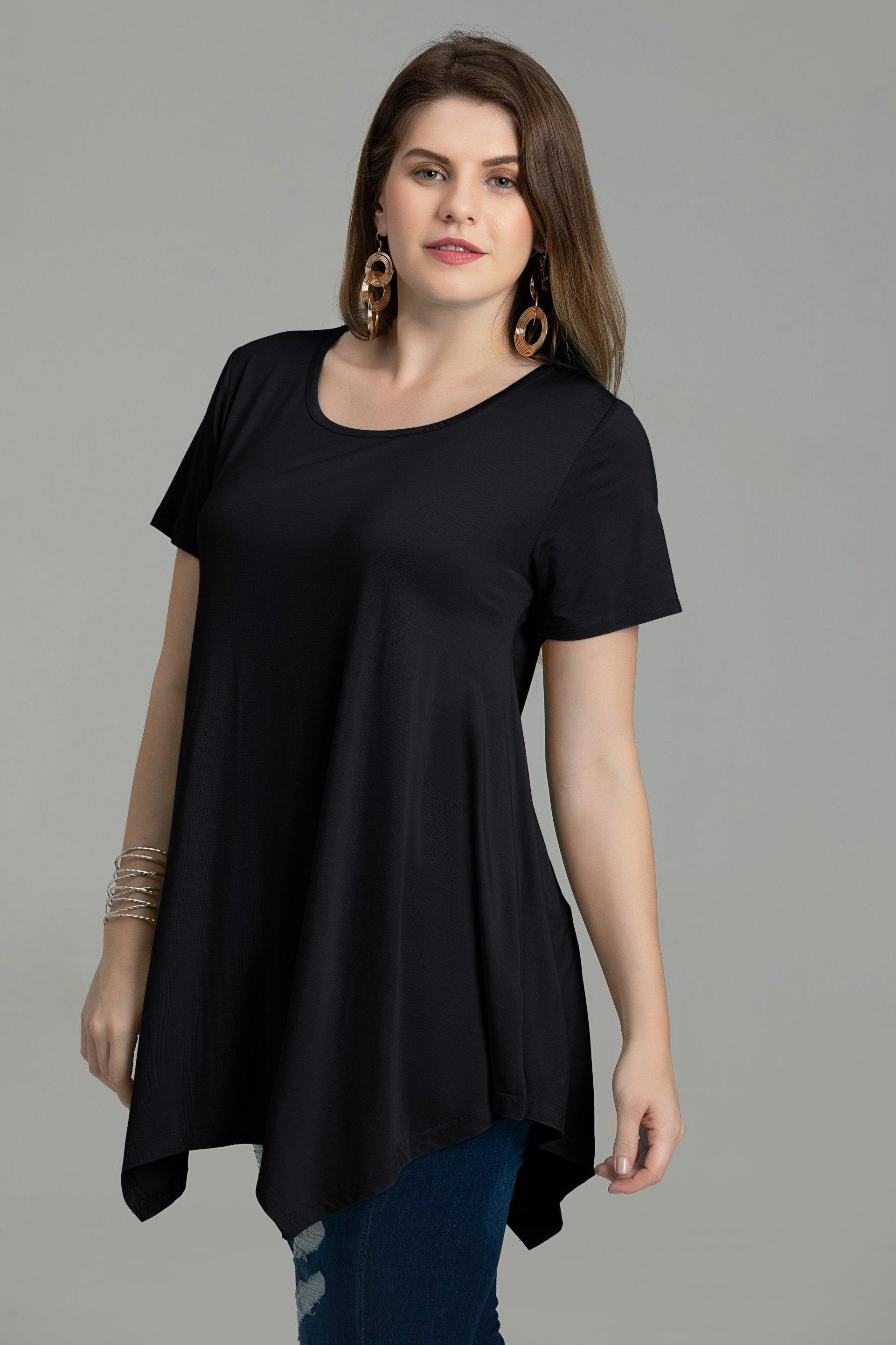 LARACE Short Sleeve Flattering Comfy Blouse Shirt Tops-8026.
