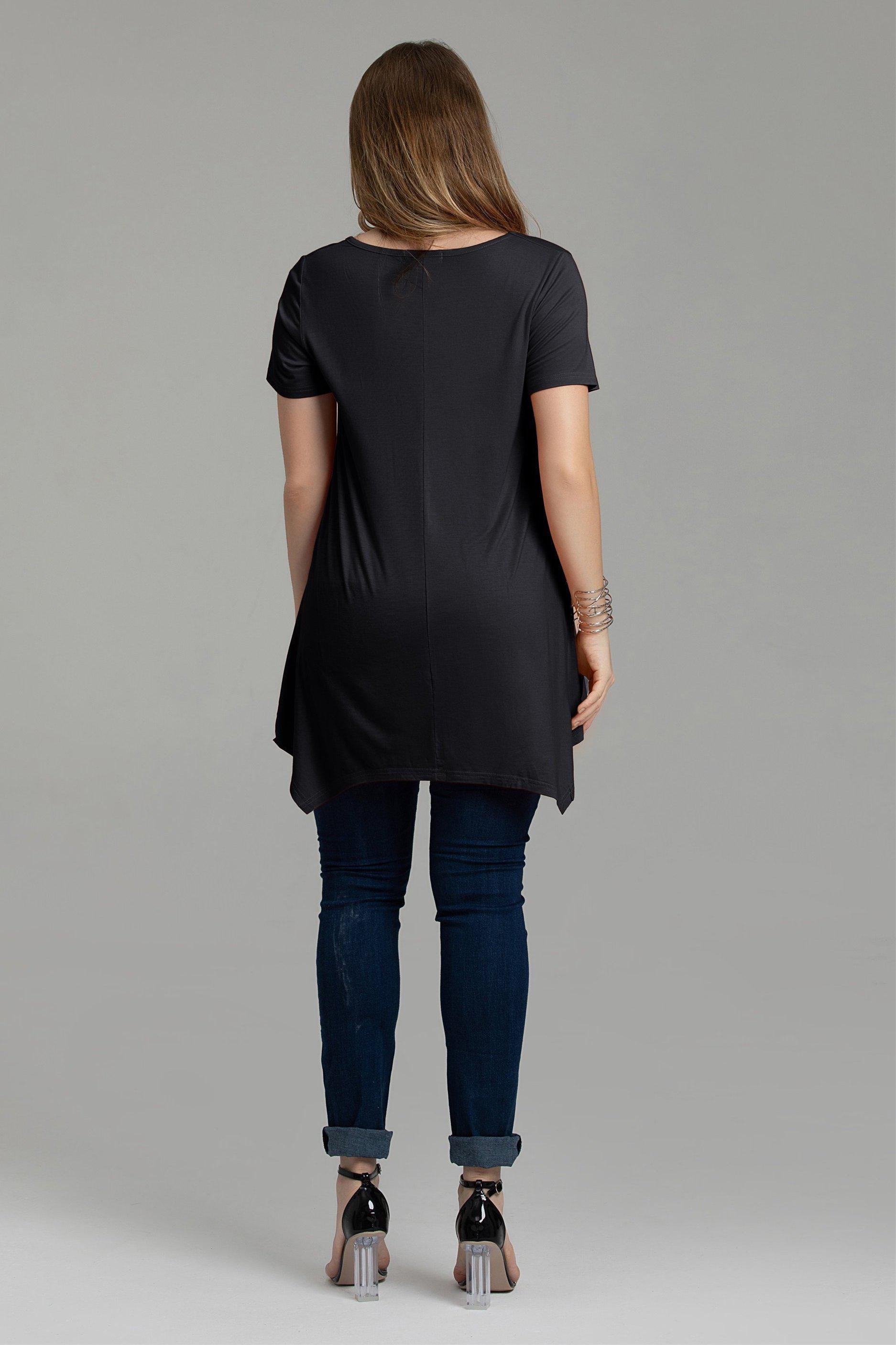 LARACE Short Sleeve Flattering Comfy Blouse Shirt Tops-8026.