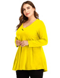 Women's Plus Size Tunic Long Sleeve V Neck Blouses Basic Shirt-LARACE 8055.