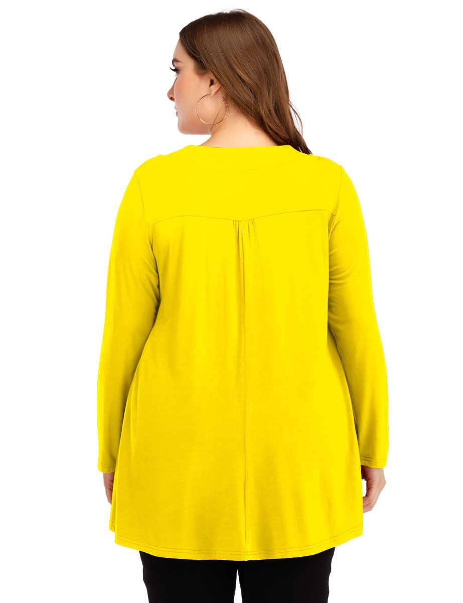 Women's Plus Size Tunic Long Sleeve V Neck Blouses Basic Shirt-LARACE 8055.