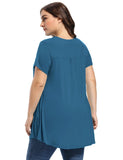 Women's Plus Size Tunic Short Sleeve V Neck Blouses Basic Shirt-LARACE 8054.