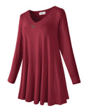 Women's Plus Size Tunic Long Sleeve V Neck Blouses Basic Shirt-LARACE 8055.