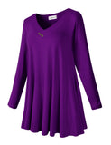 Women's Plus Size Tunic Long Sleeve V Neck Blouses Basic Shirt-LARACE 8055.