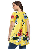Women's Plus Size Tunic Short Sleeve V Neck Blouses Basic Shirt-LARACE 8054.