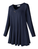 Women's Plus Size Tunic Long Sleeve V Neck Blouses Basic Shirt-LARACE 8055.