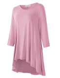 Women's Plus Size 3/4 Sleeve Loose Fit Flare Swing Tunic Basic T Shirt-LARACE 8052.