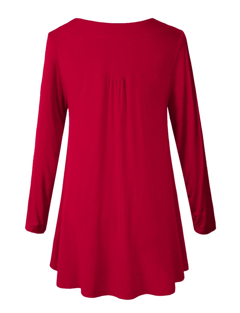 Women's Plus Size Tunic Long Sleeve V Neck Blouses Basic Shirt-LARACE 8055.