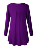 Women's Plus Size Tunic Long Sleeve V Neck Blouses Basic Shirt-LARACE 8055.