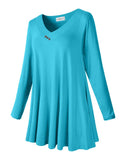 Women's Plus Size Tunic Long Sleeve V Neck Blouses Basic Shirt-LARACE 8055.