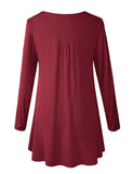 Women's Plus Size Tunic Long Sleeve V Neck Blouses Basic Shirt-LARACE 8055.