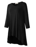 Women's Plus Size 3/4 Sleeve Loose Fit Flare Swing Tunic Basic T Shirt-LARACE 8052.