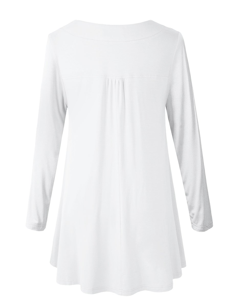 Women's Plus Size Tunic Long Sleeve V Neck Blouses Basic Shirt-LARACE 8055.