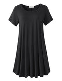 Women's Short Sleeve Swing Tunic Casual Pockets Loose T Shirt Dress-LARACE 8049.