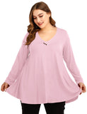 Women's Plus Size Tunic Long Sleeve V Neck Blouses Basic Shirt-LARACE 8055.