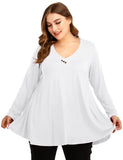 Women's Plus Size Tunic Long Sleeve V Neck Blouses Basic Shirt-LARACE 8055.