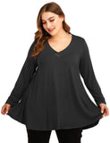 Women's Plus Size Tunic Long Sleeve V Neck Blouses Basic Shirt-LARACE 8055.