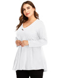 Women's Plus Size Tunic Long Sleeve V Neck Blouses Basic Shirt-LARACE 8055.