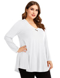 Women's Plus Size Tunic Long Sleeve V Neck Blouses Basic Shirt-LARACE 8055.