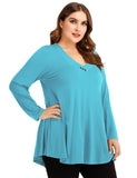 Women's Plus Size Tunic Long Sleeve V Neck Blouses Basic Shirt-LARACE 8055.